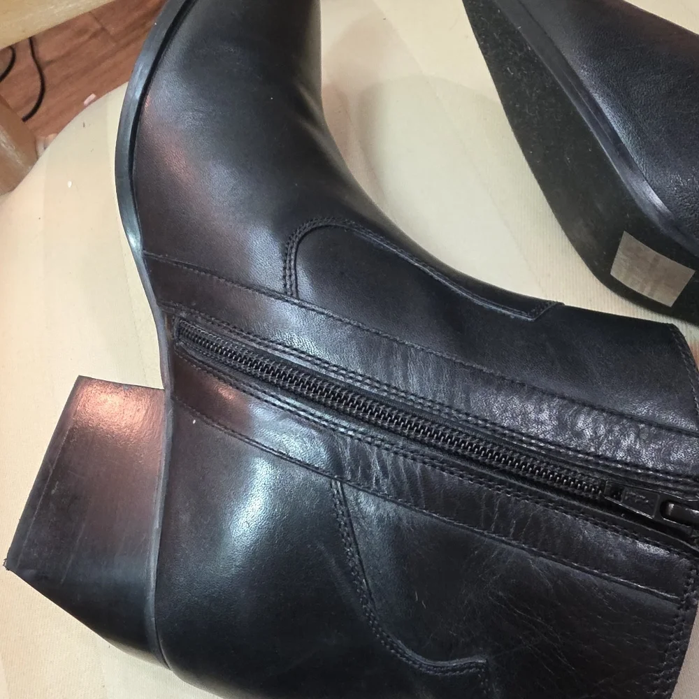 SEYCHELLES BLACK LEATHER UNDER THE STARS WESTERN BOOTIE BOOTS SIZE 8 - Picture 4 of 15